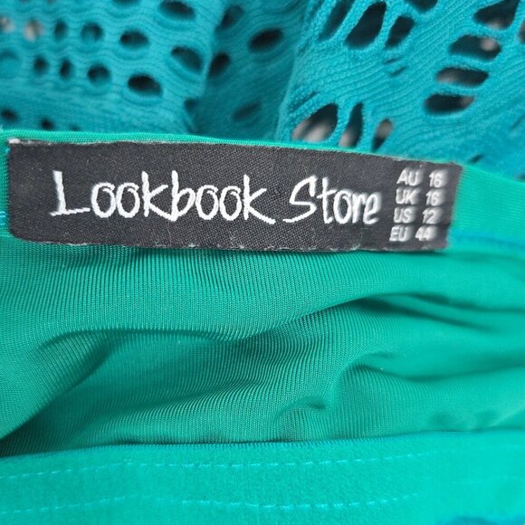 Lookbook Store Deep Emerald Green Eyelet One Piece Swimsuit - Picture 9 of 10